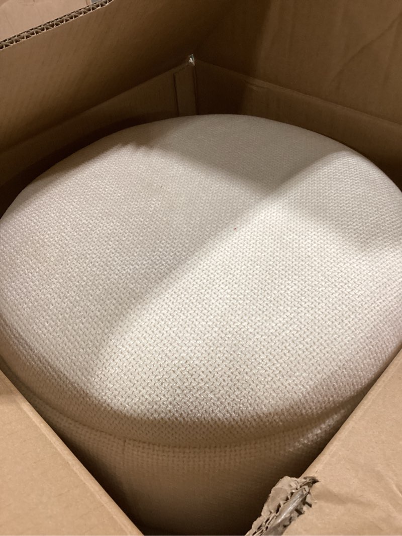 Condition photo showing Good Condition for get set style modern round ottoman with soft padded seat, multifunctional vanity stool for makeup, upholstered footrest stool ottoman foot stool for living room, bedroom taupe