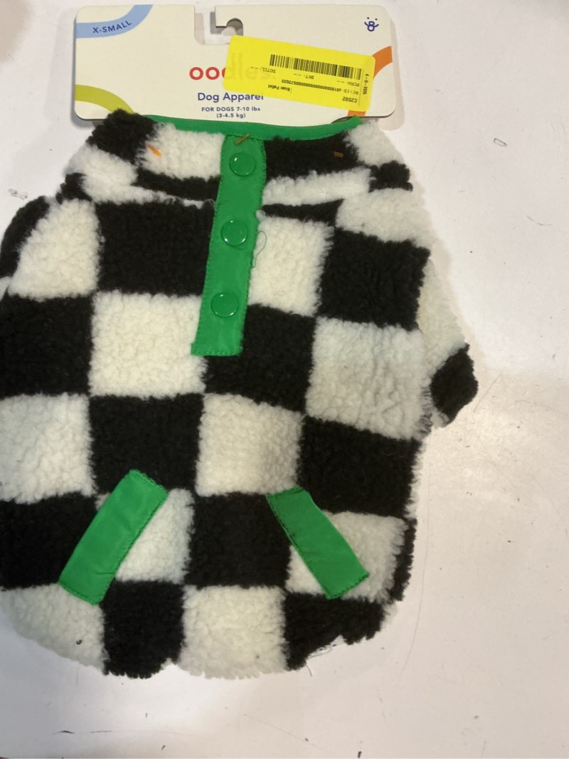 Condition photo showing Good Condition for oodles multicolored sherpa bubble hem fall dog jacket, xs 