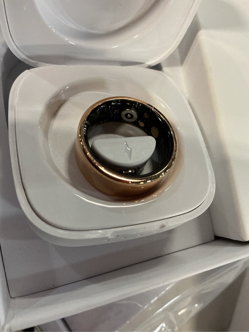 Condition photo showing As Is for ring health tracker for women men, fitness ring with heart rate,blood oxygen,sleep monitor,calories, step counter, ip68 waterproof smart ring for iphone & android, no subscription fee (gold, 6#)