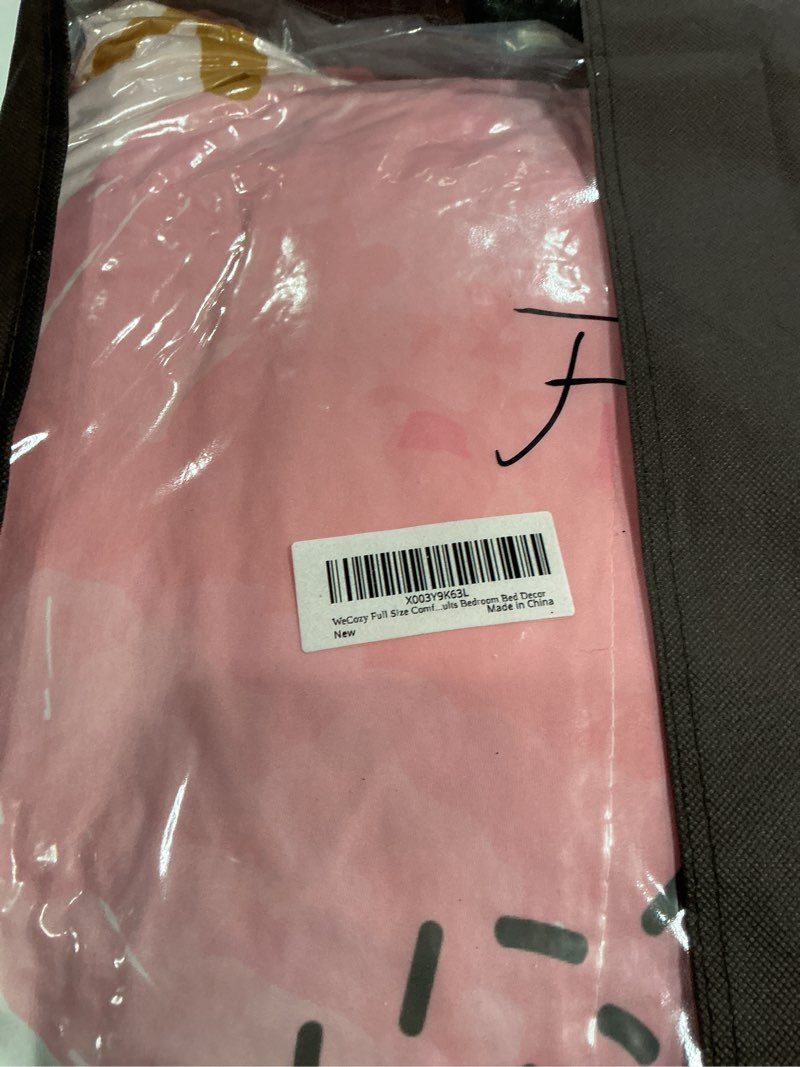 Condition photo showing New/Like New for WeCozy Full Size Comforter Set with 2 Pillowcases, Pink Golden Dot Polka Soft 3 Pcs Bedding for Kids and Adults Bedroom Bed Decor Full Multi 13