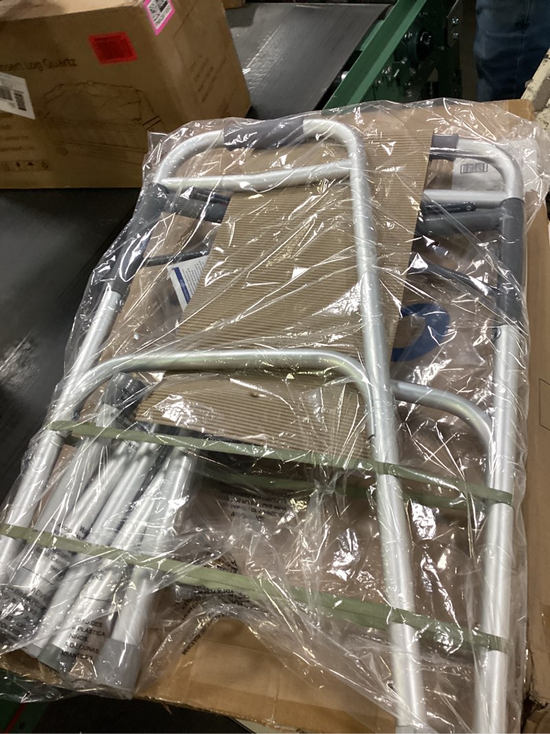 Condition photo showing New/Like New for Drive Medical 2-Button Standard Foldable Walker for Seniors & Adults - Adjustable Legs - Lightweight Aluminum Construction - 350 Lb Weight Capacity - Basic Walking Aid - Silver Silver Standard