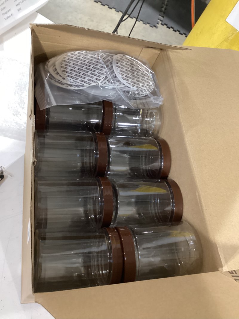Condition photo showing New/Like New for aoriher 48 pcs 8oz plastic mason jars with lids round clear plastic jars containers refillable small empty storage containers food canisters for kitchen storage(brown)