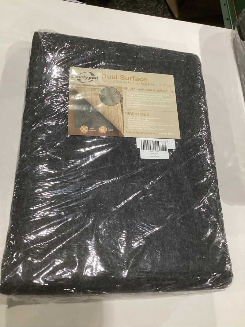 Condition photo showing Good Condition for felt rug pad, 4 x 6 ft rubber non-slip rug pad gripper, keep rugs secure and in place, extra strong under carpet mat cushion - for all floors 6' x 4' (rectangular)