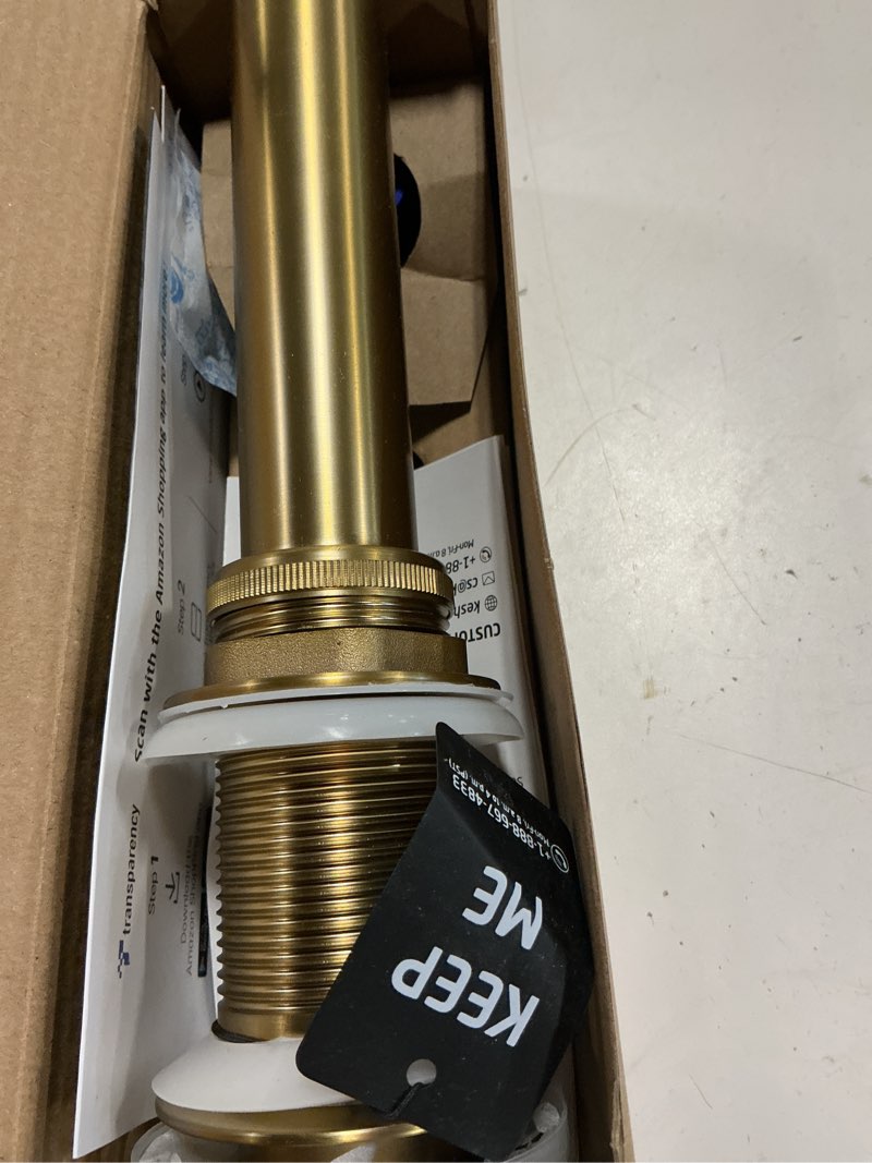 Condition photo showing New/Like New for kes sink drain without overflow bathroom pop up drain assembly stopper vessel sink brushed gold for 1.6"-1.9" sink hole, all metal rustproof brass and 304 stainless steel, s2008d-bz brushed gold no overflow, 1 pack