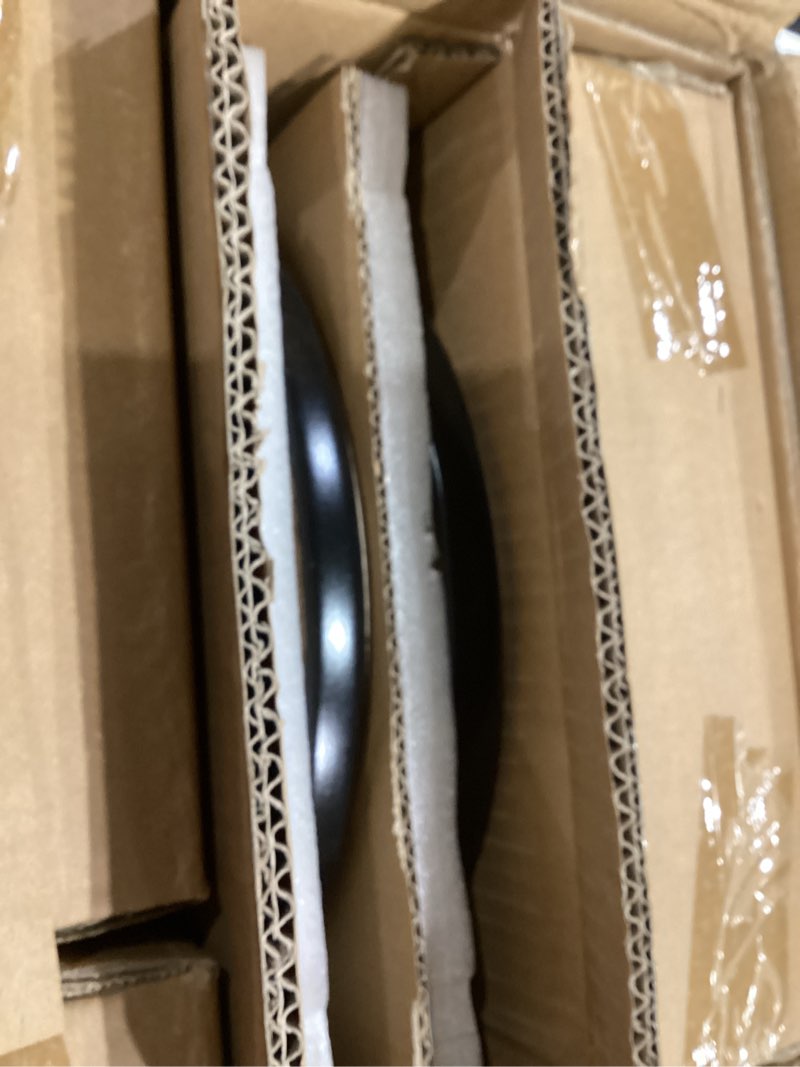 Condition photo showing Good Condition for E-far 12-Piece Stoneware Plates and Bowls Sets, Dinnerware Sets for 4, Ceramic Dishware Dishes Set with Terracotta Base, Chip & Scratch Resistant, Microwave & Dishwasher Safe, Matte Black Matte Black Service for 4