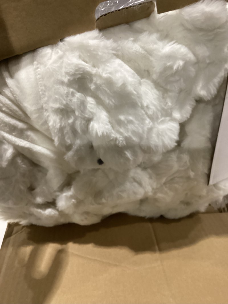 Condition photo showing As Is for electric heated blanket 90''x100'' – large soft ribbed faux fur fast heating blanket with 12 heat settings, 1–12h timer, overheat protection etl & fcc certified machine washable king size (90"x100")