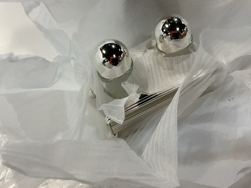 Condition photo showing Good Condition for clear glass salt and pepper shakers set modern kitchen decor for home restaurant bbq camping rv - farmhouse kitchen accessories - elegant glass shakers & stainless steel holder (clear)
