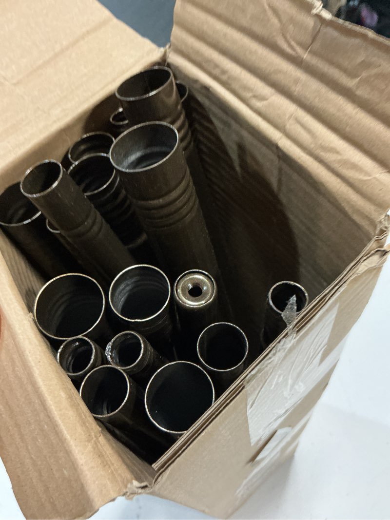 Condition photo showing As Is for double curtain rod, 1 inch bronze extra long dual curtain rods 36 to 153inch with aluminium modern end cap finial, adjustable heavy duty window treatment rod, spliced metal double drapery pole set bronze 36"-153"
