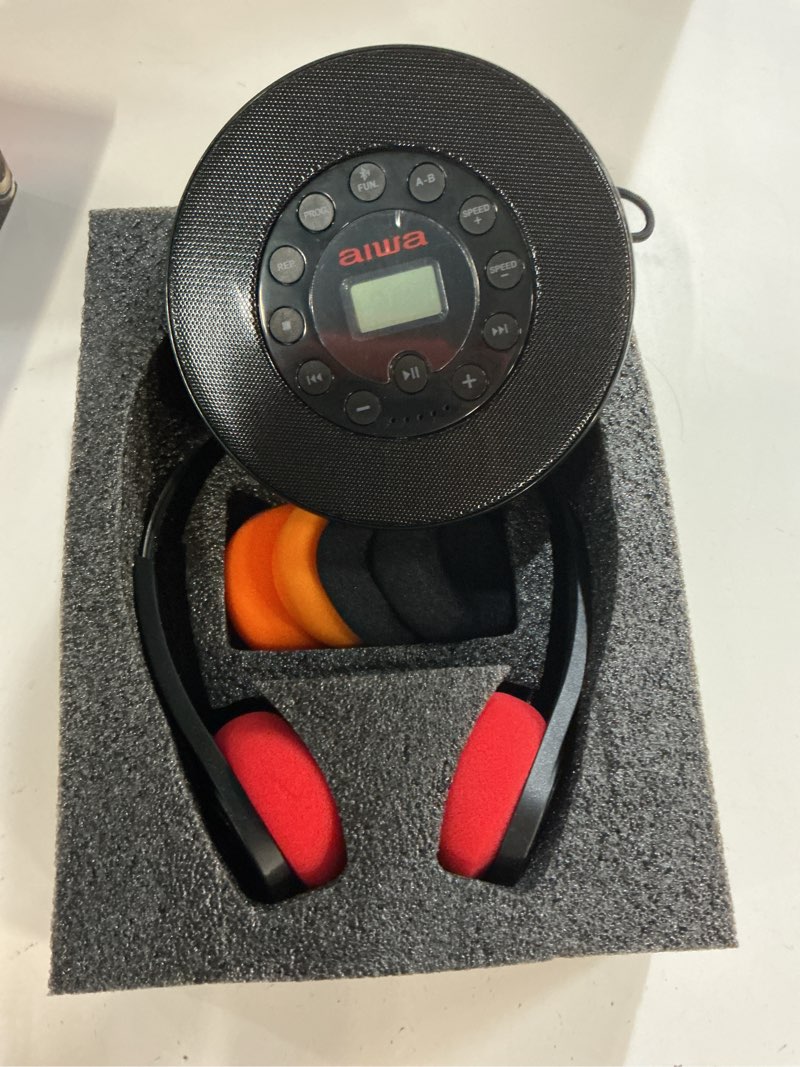 Condition photo showing Good Condition for aiwa flashback wireless kit – retro cd player & wireless headphones with bluetooth, 6-40 hours playtime, adjustable headband, interchangeable cushions, portable, mp3, cd player for music lovers