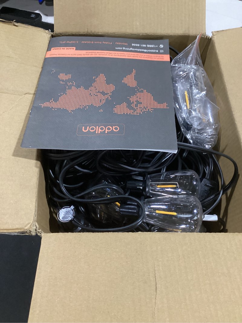 Condition photo showing Good Condition for (missing remote) addlon 100ft led outdoor string lights with remote waterproof patio lights with shatterproof st38 replaceable bulbs, dimmable outside hanging light connectable for porch, backyard 100ft(30 sockets)
