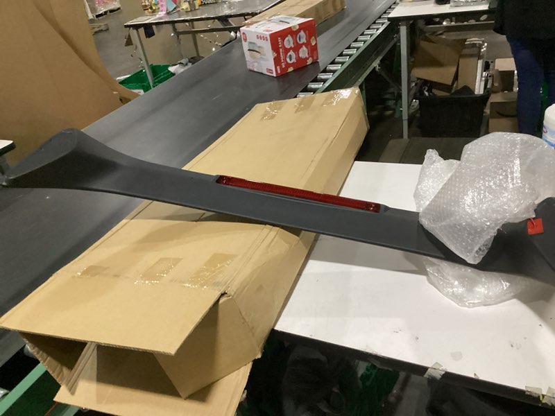 Condition photo showing As Is for (similar t)q1-tech, abs rear trunk lip wing spoiler compatible with 2008-2017 mitsubishi lancer evolution 10 evo x replacement wing lip trunk boot rear spoiler, unpainted blacki