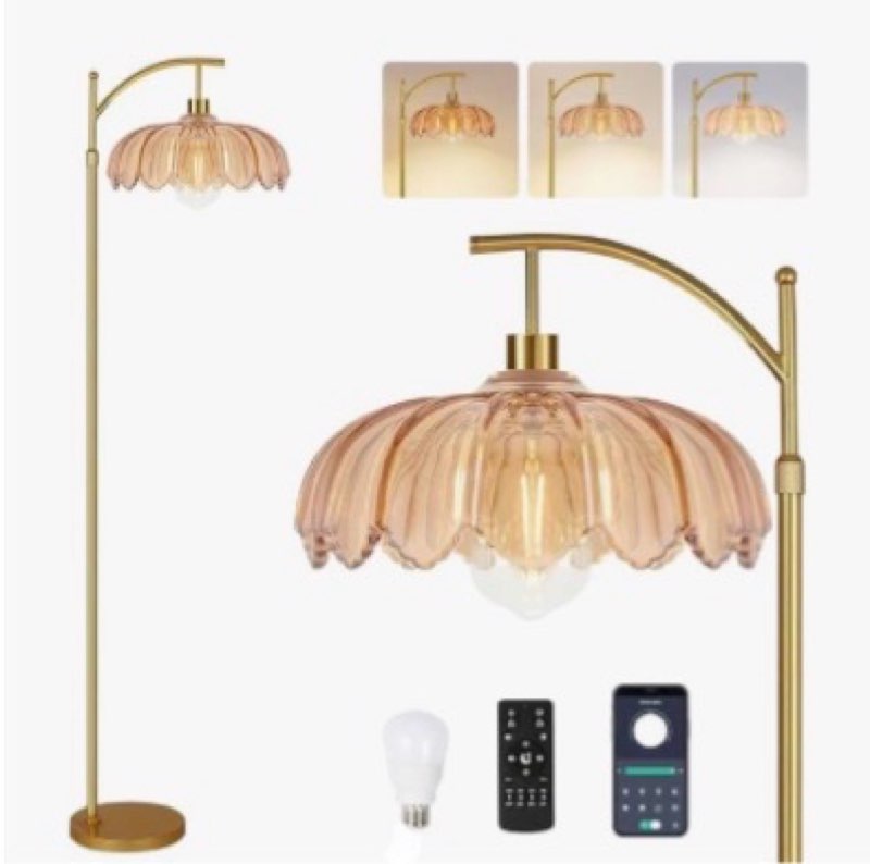 arc floor lamp with 3 color temperatures,gold floor lamp with remote & 3 color temperature,mid centu