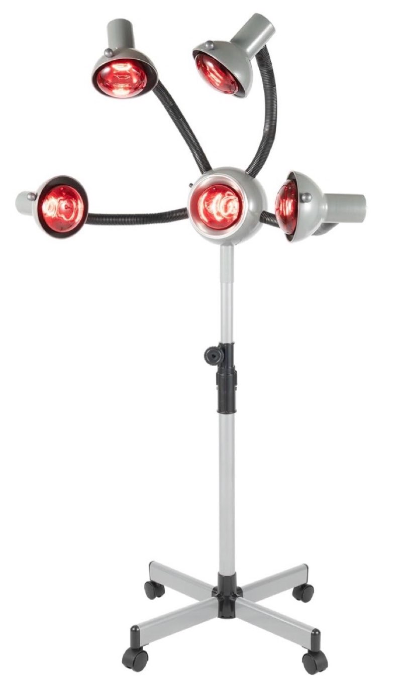 5 Head 750W Infrared Heat Lamp Red Light Portable Floor Hair Dryer Stand Up Color Processor Styling 