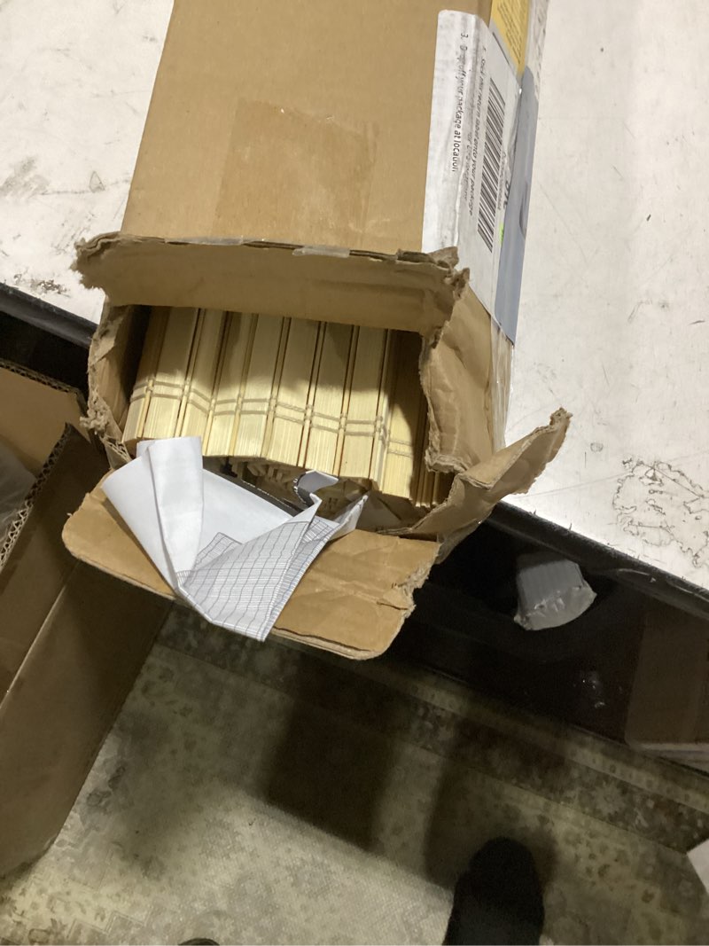 Condition photo showing Good Condition for unishades no drill cordless bamboo roman shades, 27×48 in, natural | natural material, light filtering, easy install ?wide bamboo strips?alternate natural 27" w × 48" h