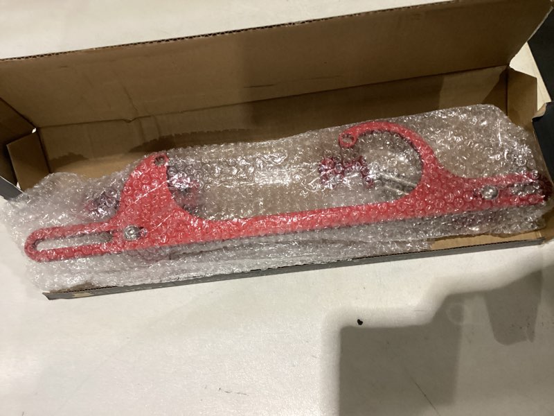 Condition photo showing As Is for 4150 4160 series throttle body cable bracket billet aluminum anodized throttle cable bracket adjustable (red)