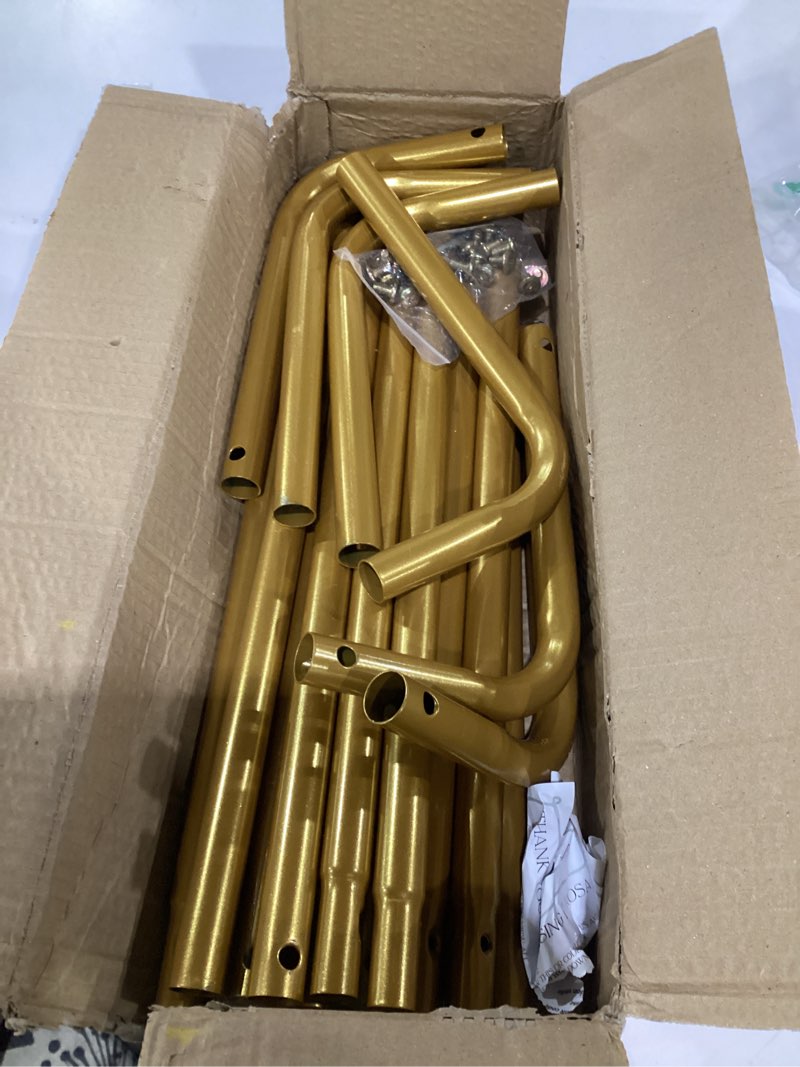 Condition photo showing As Is for incomplete**** wedding sign holder, adjustable welcome to our wedding sign stand w/design bundle & leather sign hanging straps, heavy duty easel stand for sign, wedding seating chart stand, easel for display (gold)