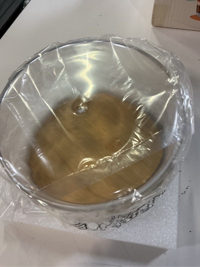 Condition photo showing New/Like New for 10 inch large salad bowl, trifle bowl glass with sealed lid, versatile mixing and serving bowl for laying ice cream,cake,cupcake,salad,fruit,baking,dessert and party diy, microwave safe