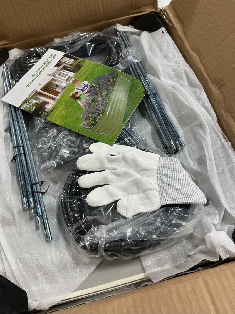 Condition photo showing Good Condition for galvanized raised garden bed outdoor- 2 pcs raised beds for gardening| metal planter box, steel raised garden bed kit with gloves for vegetables, flower, herbs (6x2x1.4ft, white) white 6x2x1.4ft