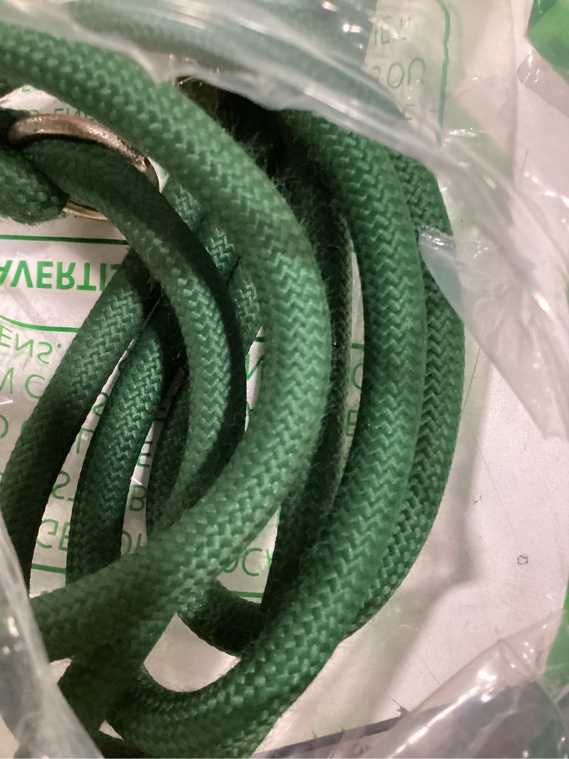 Condition photo showing Good Condition for hands free dog leash, waist leash for dog walking, running, crossbody, multifunctional, 2 dogs, dual handle, traditional lead, adjustable lead 4.3ft - 7.5ft, 3/8" (10mm) diameter. 8.2 ft (from clasp to clasp) x 3/8 inch (10mm) hunter green