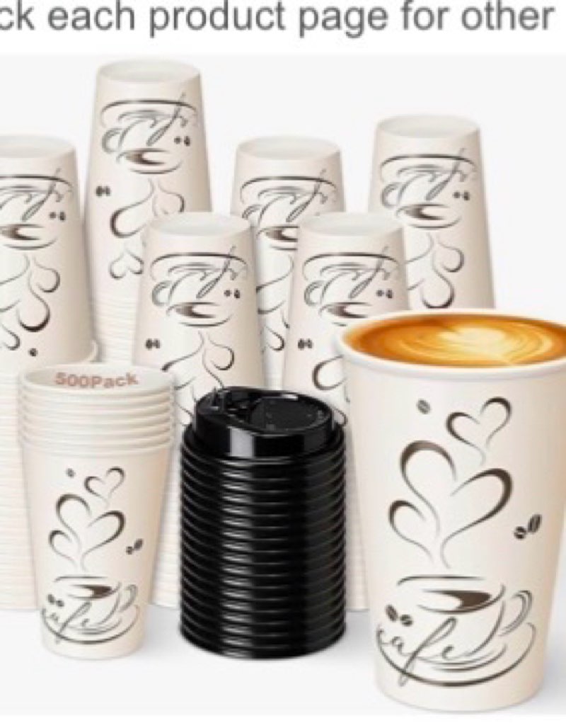 Jingmore 500 Pack 12 oz Disposable Coffee Cups with Lids, Paper Cups for Hot & Cold Drinks, Bulk Cof