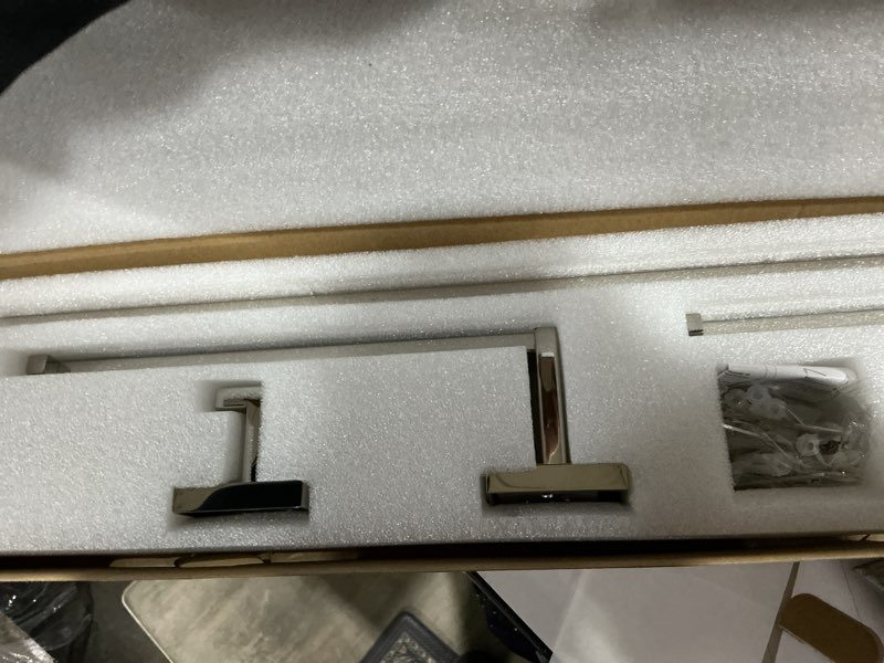 Condition photo showing Good Condition for bathroom hardware set 4-piece, angle simple sus304 stainless steel bath accessory kit, bathroom fixture set with robe hook, toilet paper holder, towel holder and towel bar polished chrome