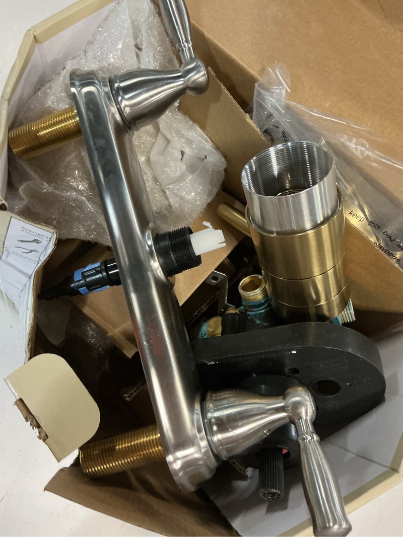 Condition photo showing As Is for allen + roth harlow brushed gold 2-handle 6-in round bathtub and shower faucet with valve (single function)