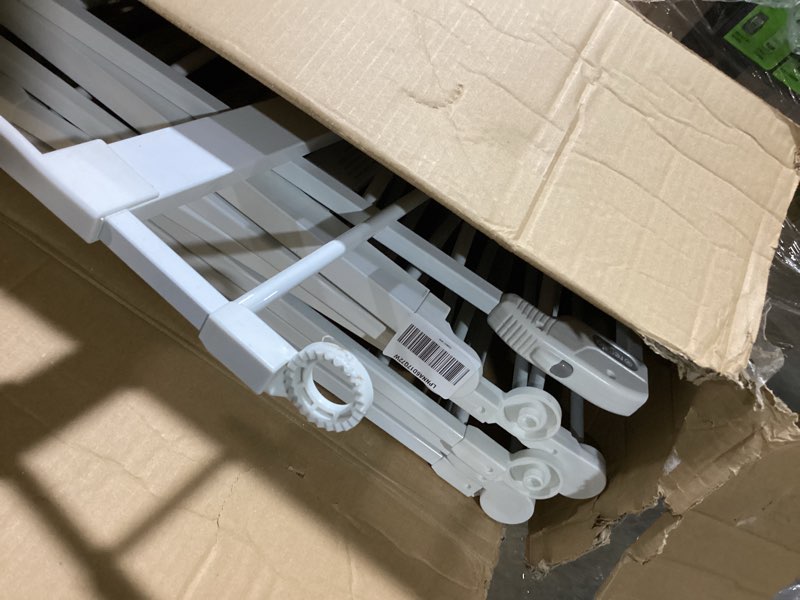 Condition photo showing As Is for regalo safety 56"-130" super wide baby gate & play yard, 2-in-1 adjustable safety gate for doorways & bottom of stairs, wall mounted room divider, includes wall mount kit 130"w x 28"h white