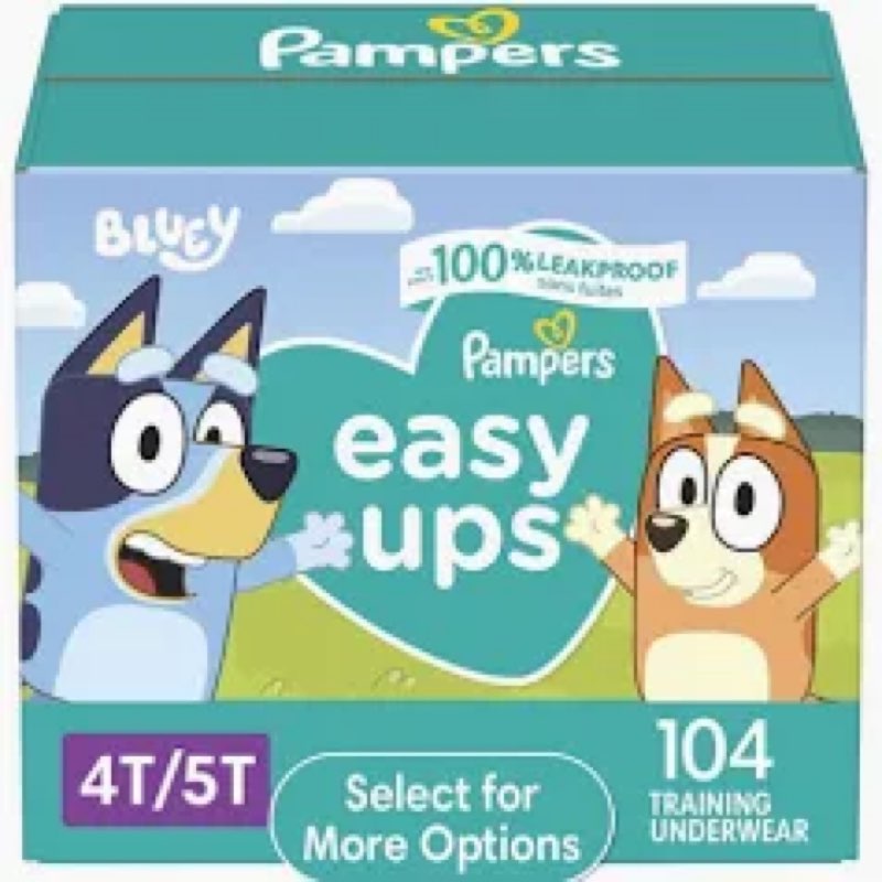 Pampers Training Pants - Easy Ups Boys & Girls Bluey - Size 4T-5T, 104 Count, Children's Potty Under