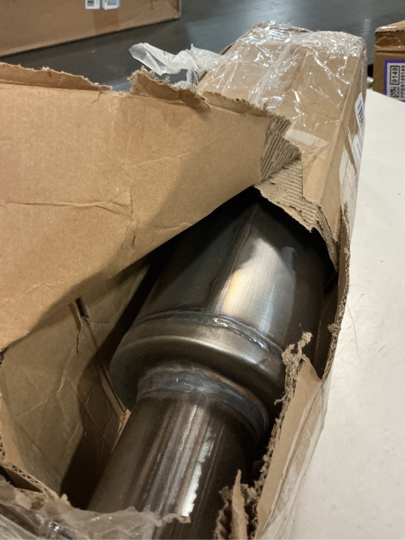 Condition photo showing Good Condition for a-karck 2.5" inlet exhaust resonator, 2.5" inlet 2.5" outlet 20" overall length muffler universal resonator stainless steel straight through design exhaust tip for cars 1 pc 2.5" inlet 20" overall length(4.5" wide)