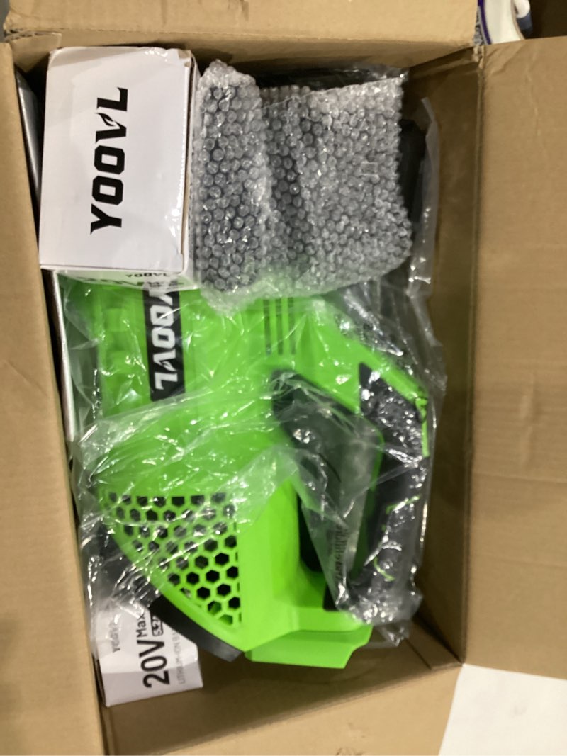 Condition photo showing Good Condition for Leaf Blower Cordless, 650CFM Electric Leaf Blowers with 2 x 5.2Ah Batteries and Charger, 3 Speed Modes, 1 x Adjustable Shoulder Strap, Powerful Blowers for Lawn Care, Patio, Dust, Blowing Leaves Plastic A-Green