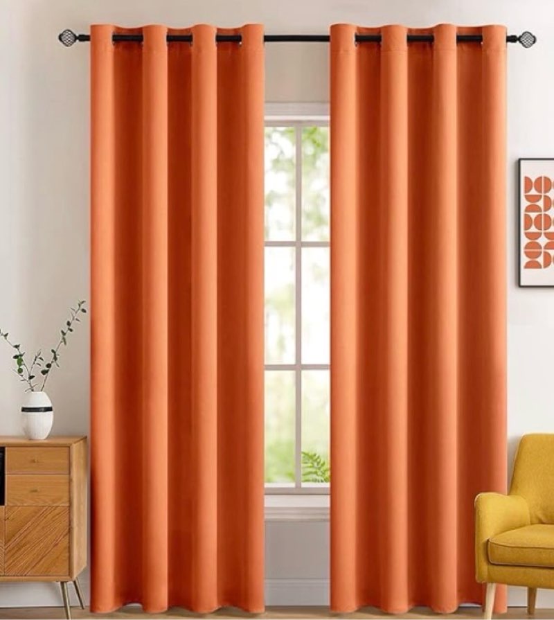 miulee blackout room darkening curtains thermal insulated drapes solid window treatment set grommet top light blocking curtain for living room/bedroom 2 panels 52 x 84 inch length terracotta terracotta 52\"w x 84\"l (pack of 2)