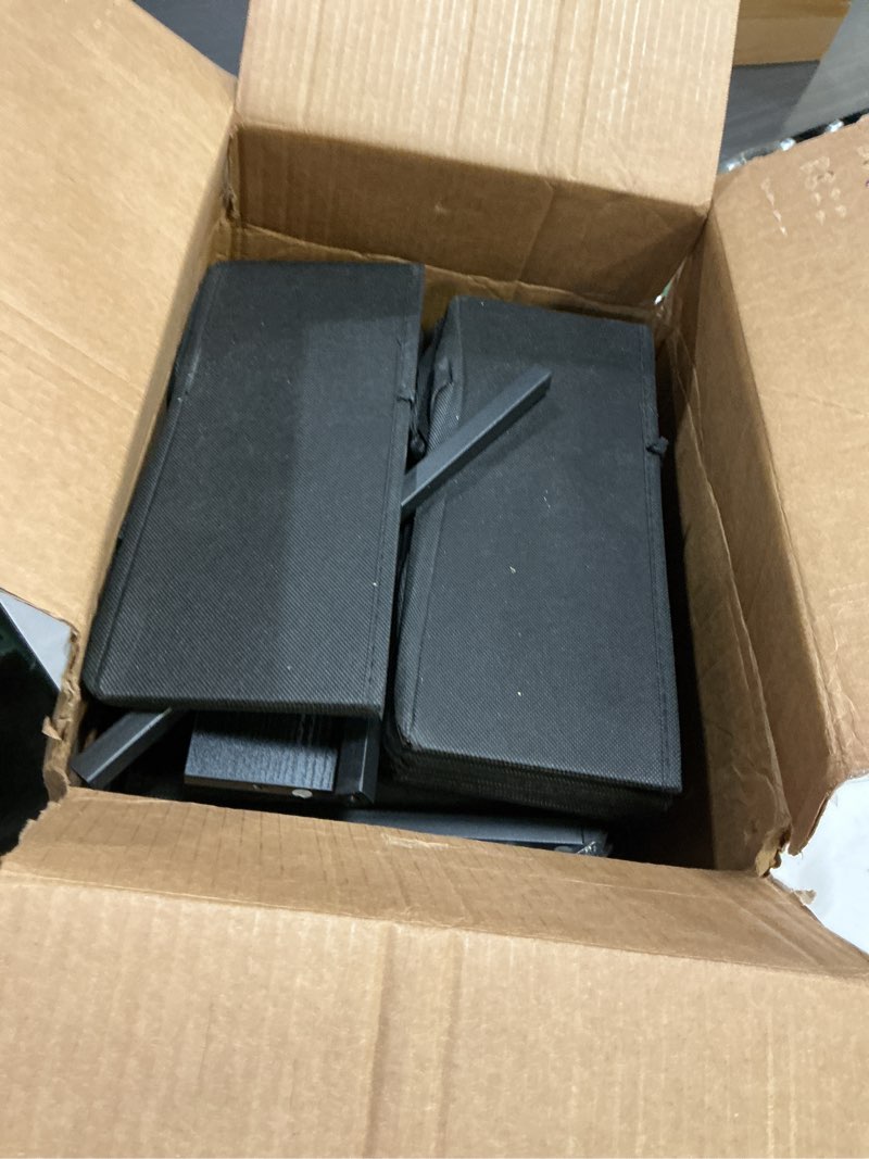 Condition photo showing As Is for Night Stand Bedside Table Bedroom - Tall Nightstand with Charging Station & LED Light Strip, Bed Side Table with Storage Shelf & 4 Fabric Drawers, 2 U-S-B Ports & 2 AC Outlets Black 4 Drawers