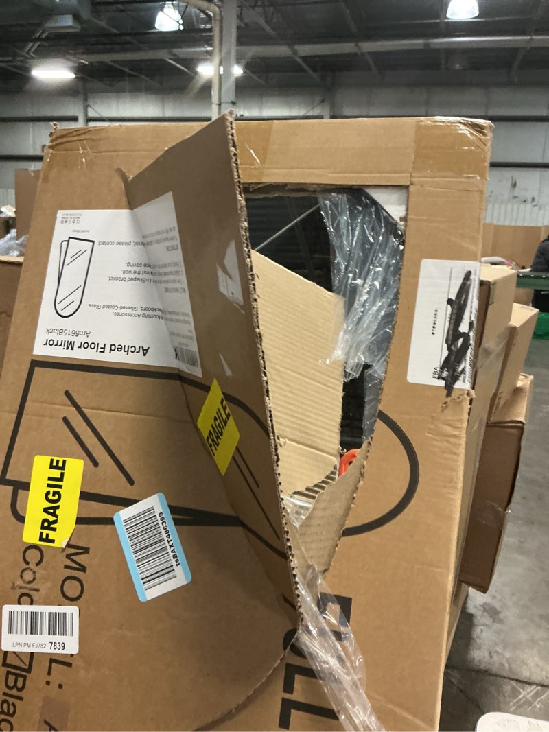 Condition photo showing Good Condition for Delma Arched Mirror Full Length,Standing Mirror Full Body,Large Floor with Stand for Wall Entryway Door Bedroom Bathroom Living Room Black Frame 56"L x 15"W