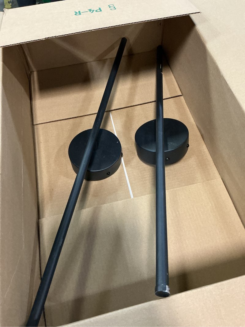 Condition photo showing As Is for Battery Operated Wall Sconces Set of Two, with Remote Control, Dimmable, Warm White/Natural White/Daylight/RGB, 350°Rotate, LED Black Wireless Wall Light for Living Room, Bedroom, 28.3 Inch Black (RGB Colors) 28.3 Inches