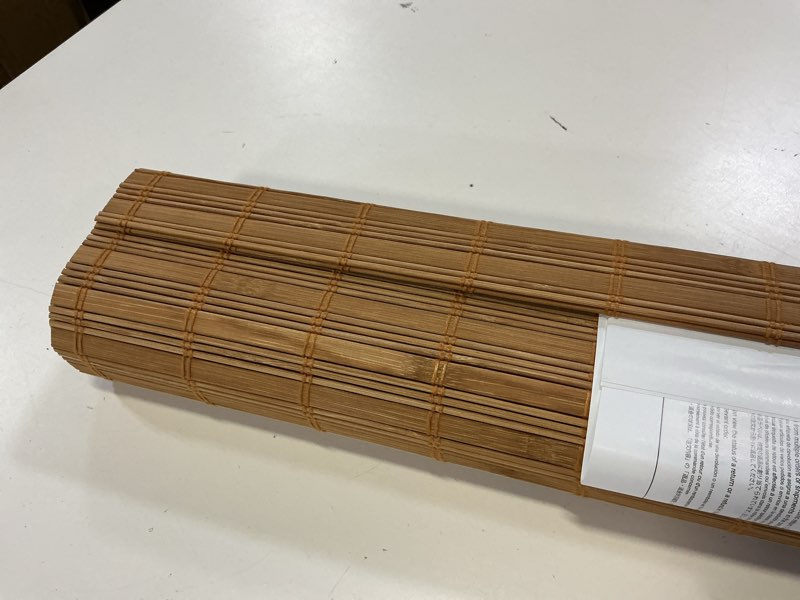 Condition photo showing Good Condition for lazblinds no tools no drill bamboo roller shades, cordless bamboo blinds, light filtering roll up blinds for windows, french door, porch or patio, 26'' w x 70'' h, squirrel squirrel 26'' w x 70'' h
