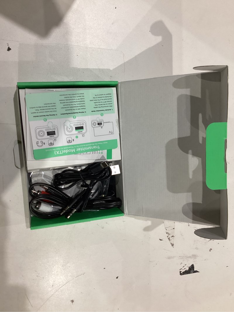 Condition photo showing As Is for SOOMFON Bluetooth Transmitter for TV 3-in-1 Bluetooth 5.0 Transmitter Receiver for TV to 2 Headphones with LCD Display Adjustable Volume, Optical AUX RCA Bypass for Home Stereo Speaker