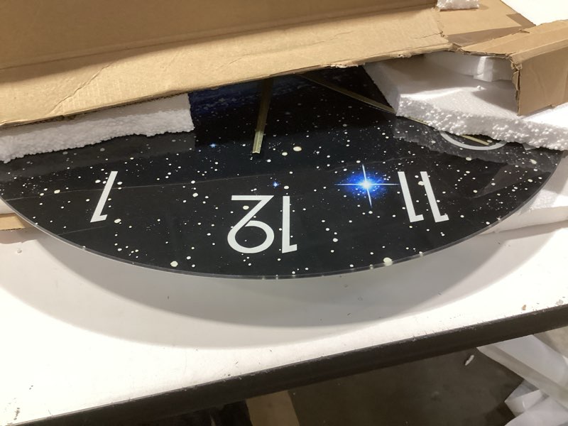 Condition photo showing Good Condition for similar to henescribe 24in glass wall clocks for living room decor, decorative wall clocks battery operated, si