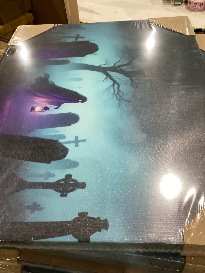 VIYYIEA Christmas Wall Art with LED, Hanging Stars Lighted Canvas Picture Prints, Battery Operated Light Up Wall Decor, Christmas Gifts for Home Living Room - 20L x 16W Hanging Stars 20"L x 16"W