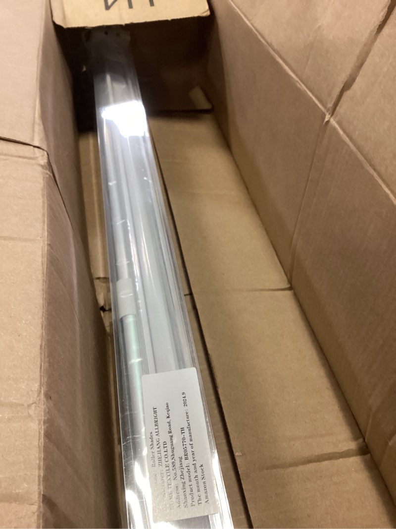 Condition photo showing As Is for homebox cordless blackout roller shades for windows, 100% room darkening blinds with thermal insulated easy install spring system for home, living room, nursery (39" w x 72" h, light beige) 39"w x 72"h light beige