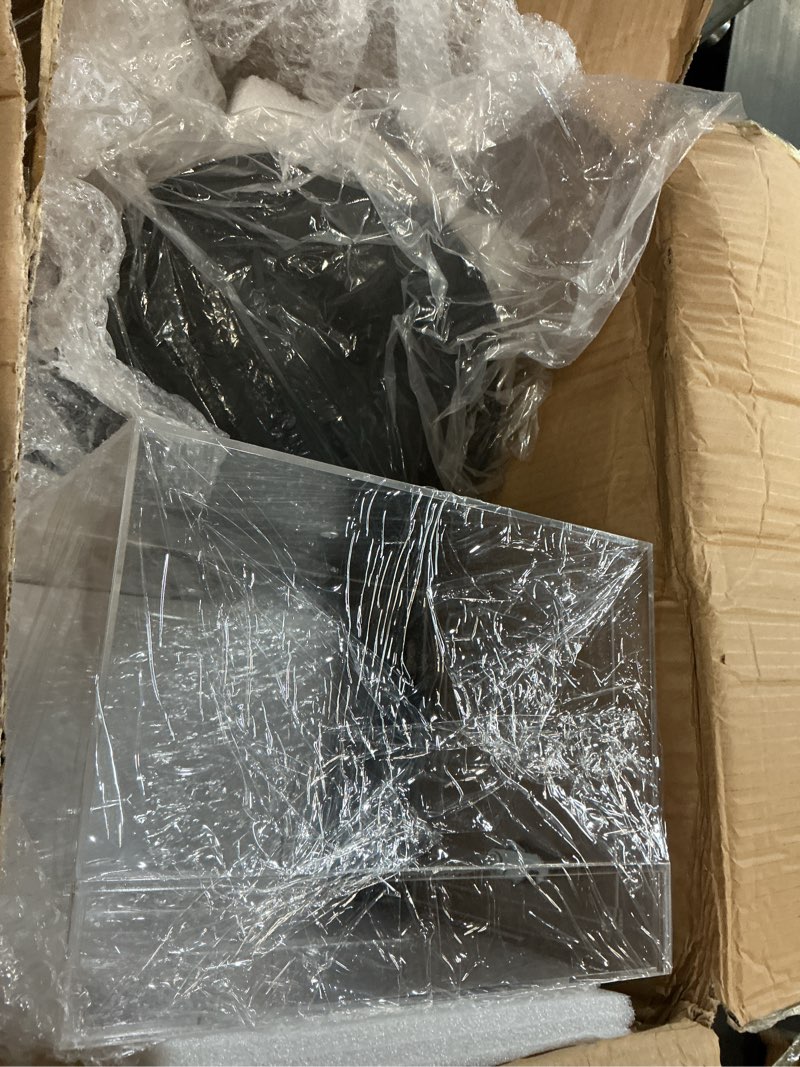 Condition photo showing Good Condition for 1 pack clear suggestion donation box with lock and key 11x 8.25x 8.25 inches acrylic offering raffle box with stand slot for office charity church collection clear 1