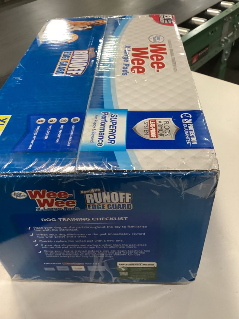 Condition photo showing New/Like New for Four Paws Wee-Wee Superior Performance Unscented Extra-Large Pee Pads for Dogs & Puppies, Quilted Leak-Proof Dog Housebreaking Potty Training Floor Protection, 28" x 34", 40 Count 28" x 34" 40