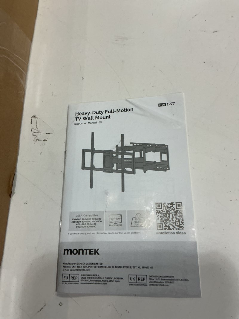 Condition photo showing New/Like New for WALI Heavy Duty Full Motion TV Wall Mount Bracket for Extra Large TVs,Holds up to 220Ibs, Swivel Tilt Rotatable,Max Mounting Holes 1000x600, Fits 65 75 85 100 120 inch LED/LCD/OLED 4K/8K on Wood Stud Black Movable 32-120 Inch