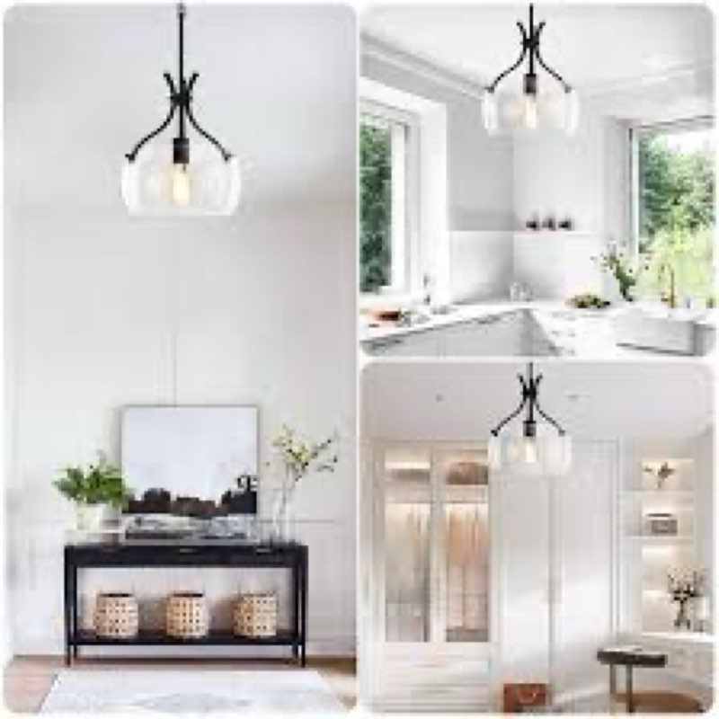 (Similar) YKYQQLT Mondern Large Black Kitchen Island Pendant Light, 14 '' W 1-Light Glass Chandelier,Island Pe