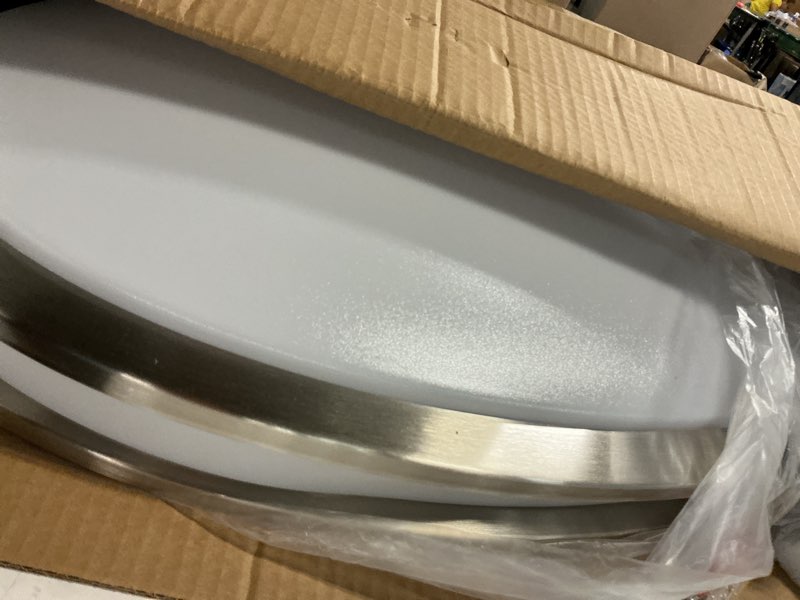 Condition photo showing Good Condition for hykolity 32 inch oval led ceiling light, 60w, 4000lm, 2700k/3000k/3500k/4000k/5000k adjustable, brush nickel finish dimmable flushmount ceiling light for bedroom, living room 32 inch brushed nickel