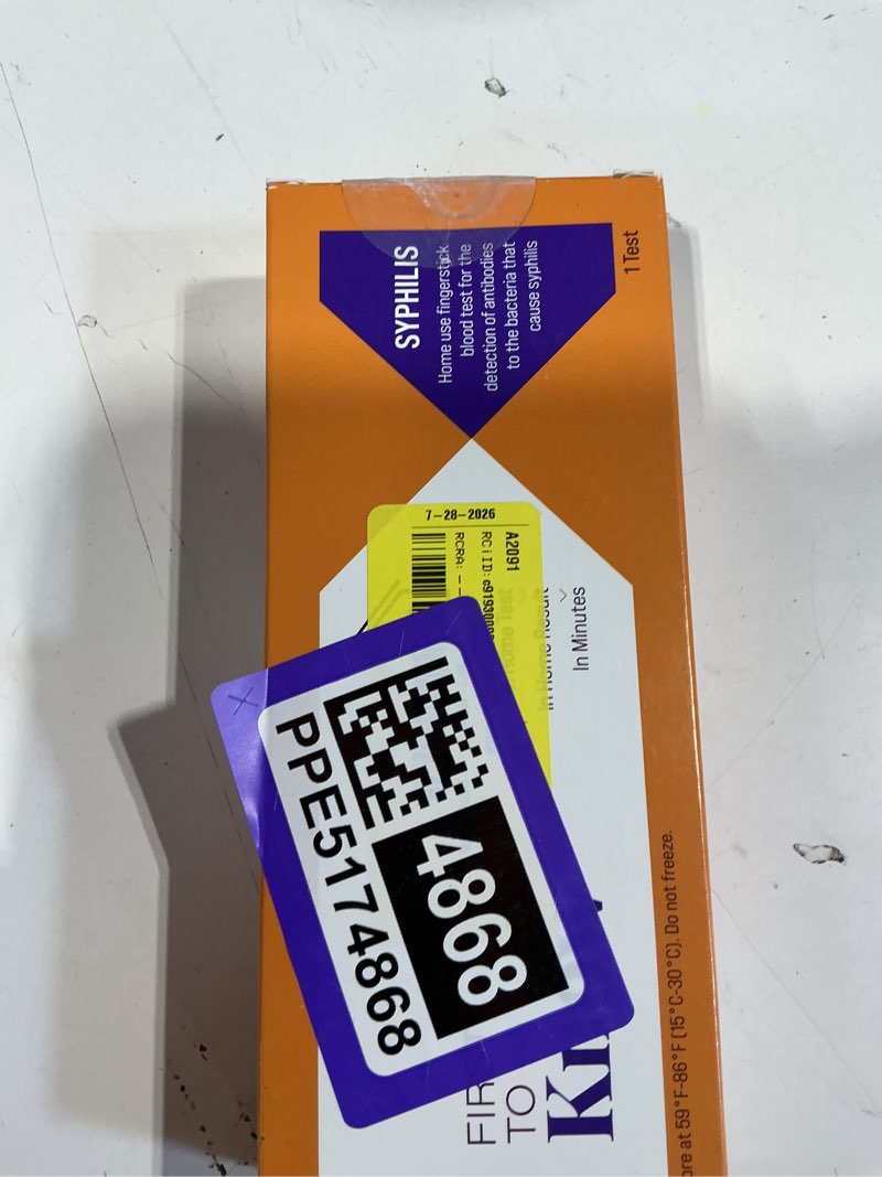 Condition photo showing New/Like New for first to know syphilis test kit, 1 at-home test, in home results in minutes, detection of antibodies to the bacteria that cause syphilis