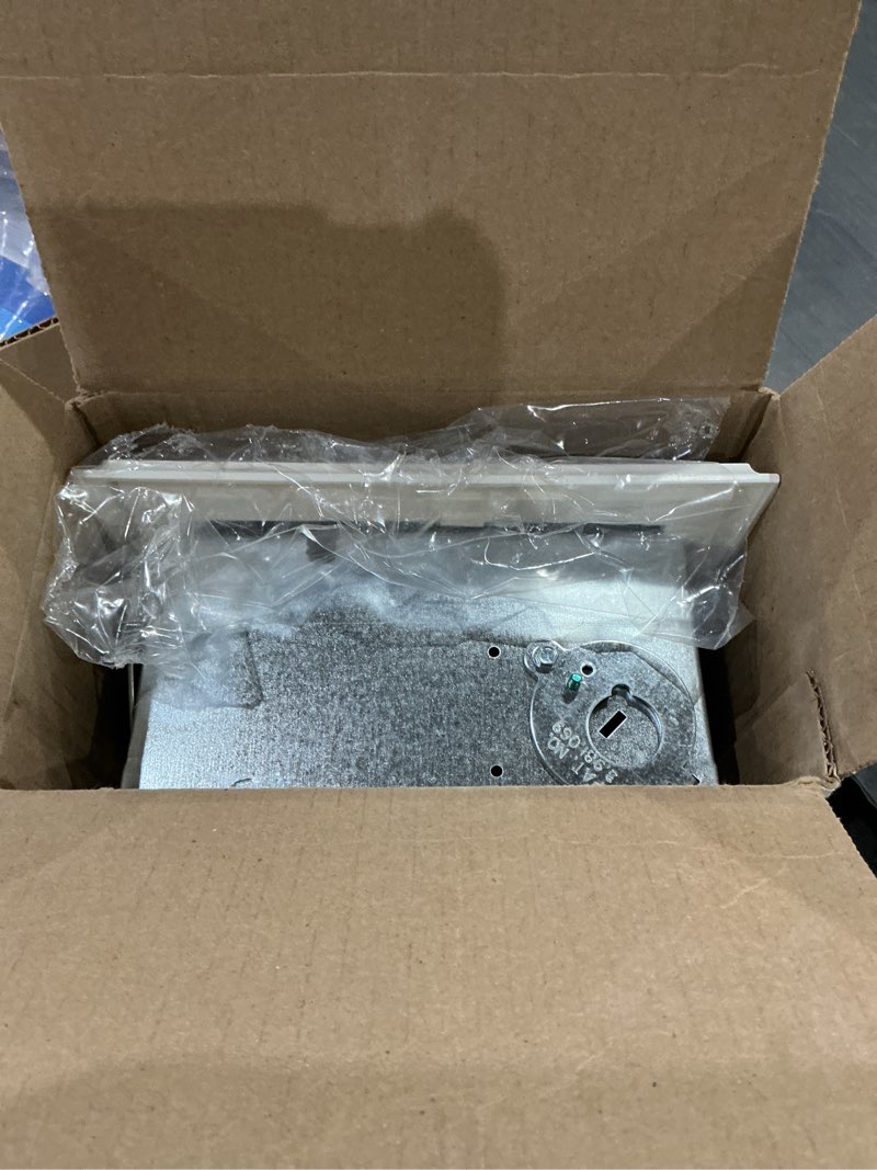 Condition photo showing As Is for broan-nutone 682 duct-free ventilation fan, white square ceiling or wall exhaust fan with plastic grille