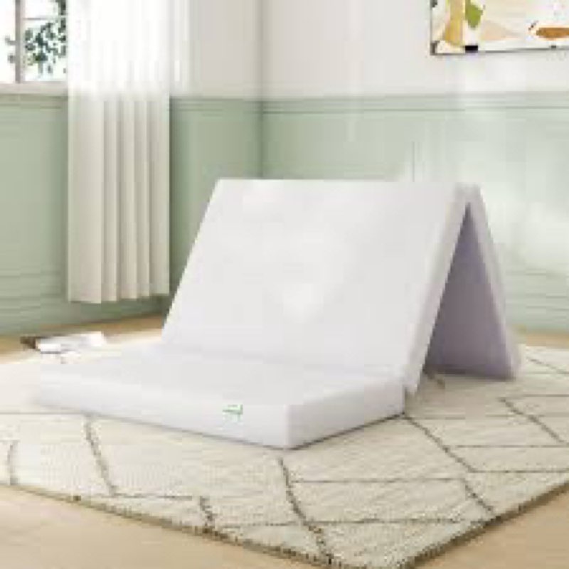novilla foldable mattress, twin size comfort foam trifold mattress with cloud design cover, 4 inch f