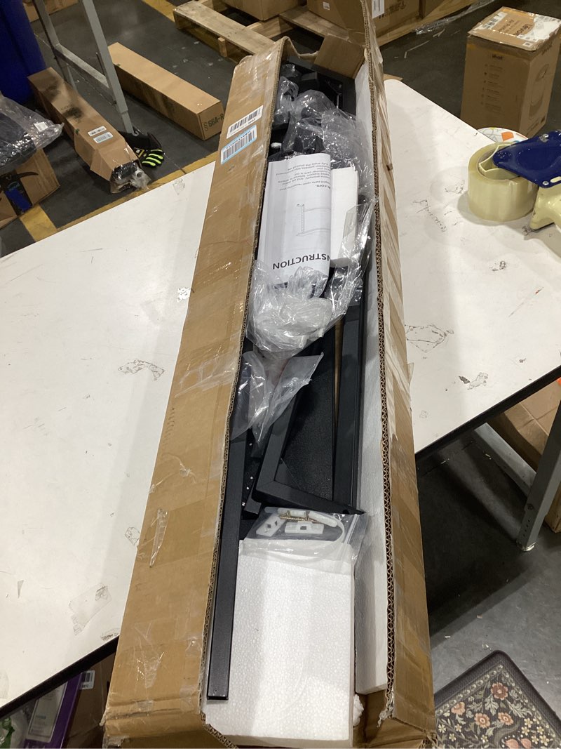 Condition photo showing As Is for 90 inch Narrow Console Table with Outlet,Adjustable Height(25"-37") Behind Sofa Table,Couch Behind Table Skinny,Couch Shelf with Charging Station,Long Entryway Tables for Living Room,Black Black 90" height-adjustable