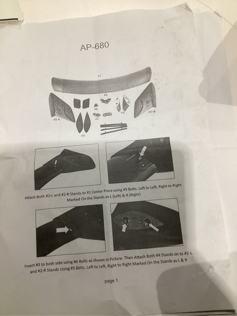 Condition photo showing As Is for car spoiler, unknown make and model, incomplete parts