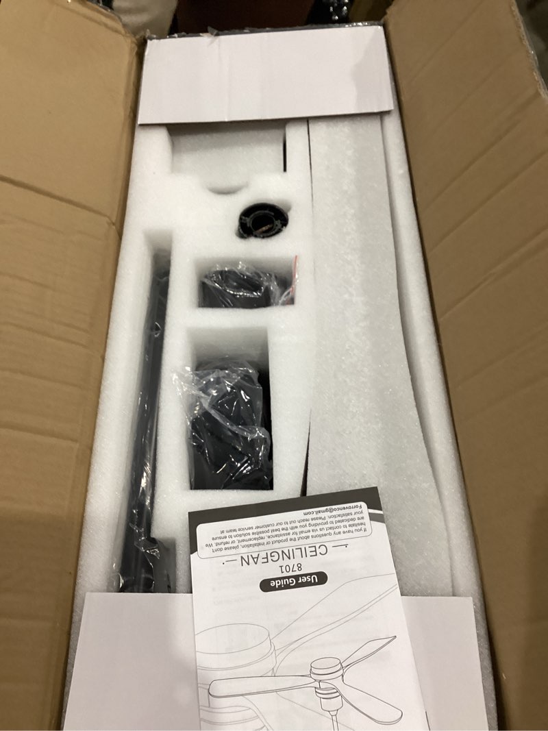 Condition photo showing Good Condition for 60 Inch Ceiling Fans with Lights 3 Downrods, Outdoor Ceiling Fan for Patios with Remote Control, ETL Listed, 3 Blades Wood Ceiling Fans Reversible Quiet Dc Motor For Indoor Bedroom Farmhouse Walnut Wood 60 inch